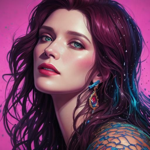 Hyperrealistic Diva Singing in Splash Art Style