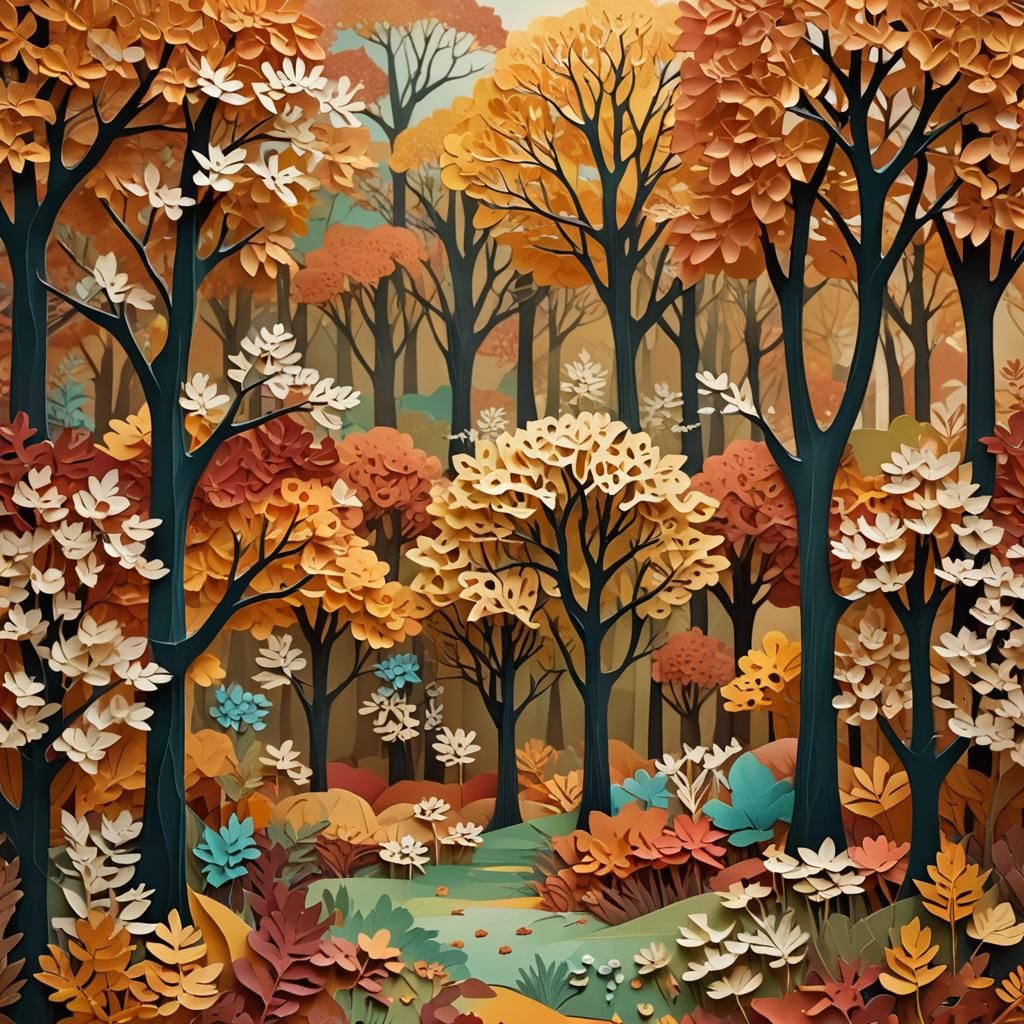 Serene Autumn Garden in Hyper-Realistic Digital Art