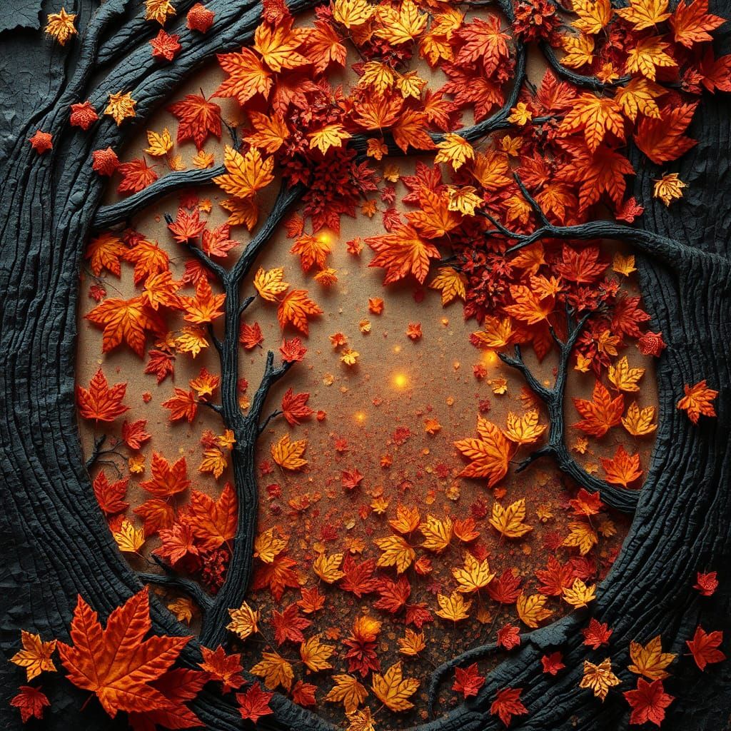Intricate Fall Paper Collage Concept Art