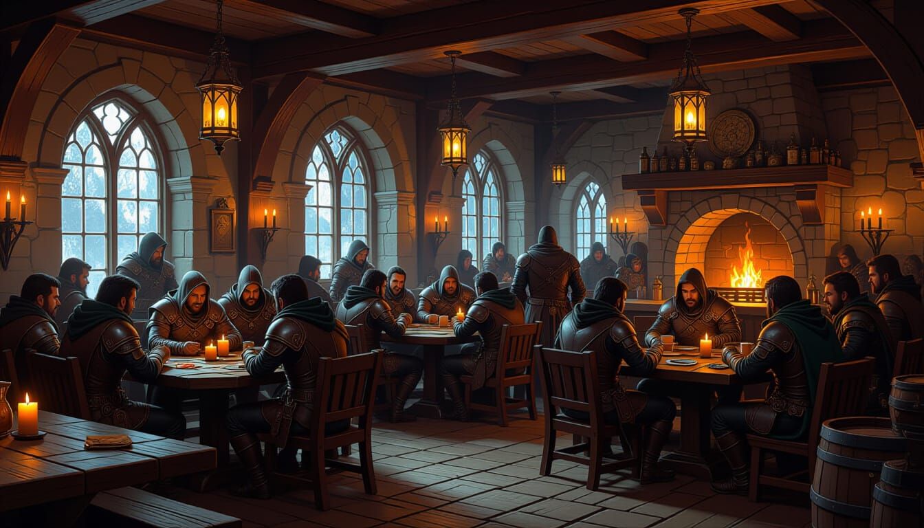 Bustling Fantasy Tavern in Frazetta Style