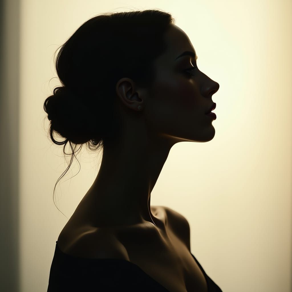 Elegant Woman's Silhouette in Painterly Style