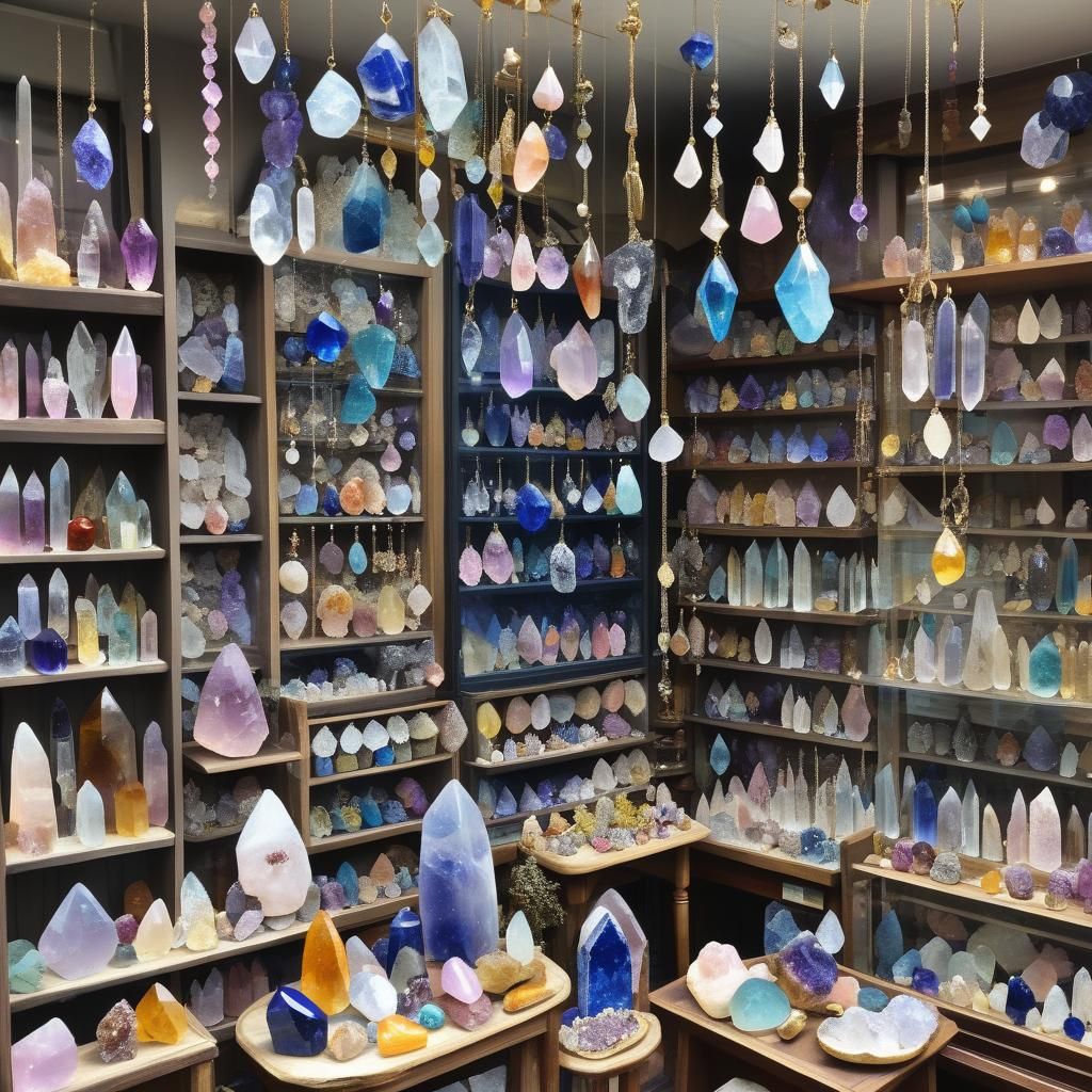 Crystal and Mineral Shop with Gemstone Displays