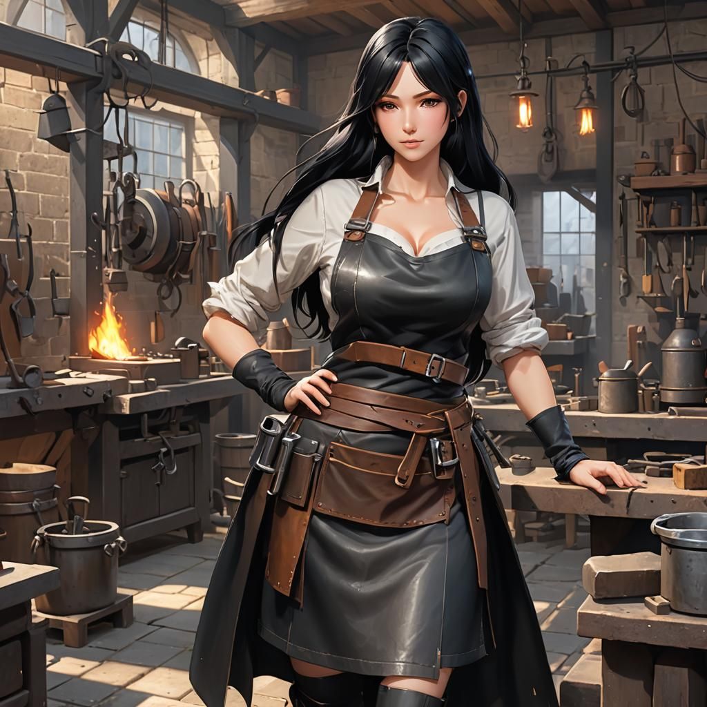 Anime Blacksmith in 3D Anime Art Style