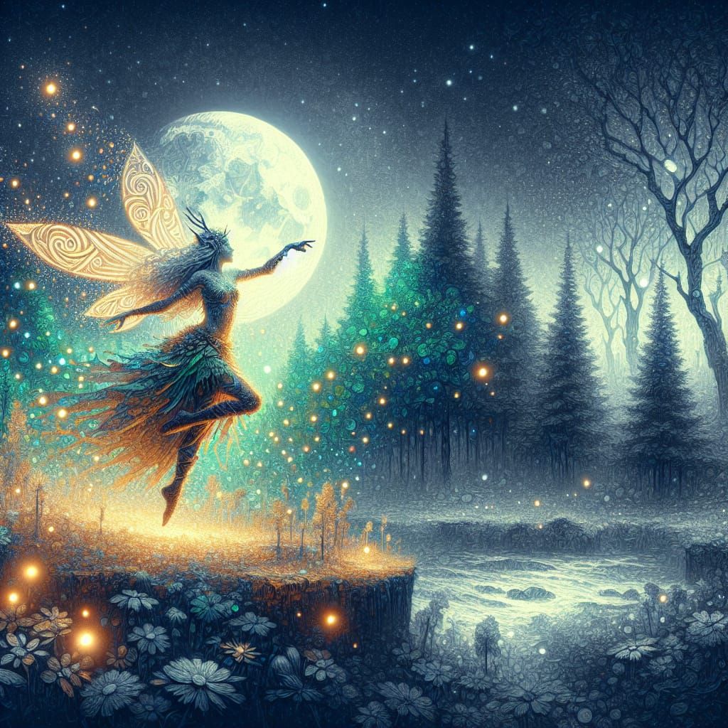 Celtic Fairy Dancing in Moonlight: Hyper-Realistic Fantasy