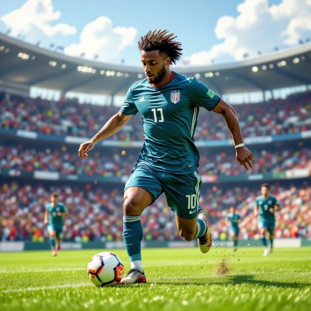 Dynamic Soccer Scene on a Sunny Day