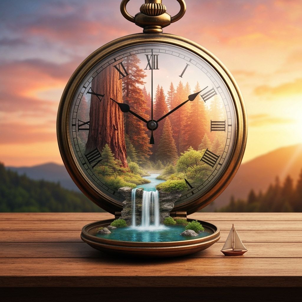 Redwood Forest Pocket Watch Landscape at Sunset