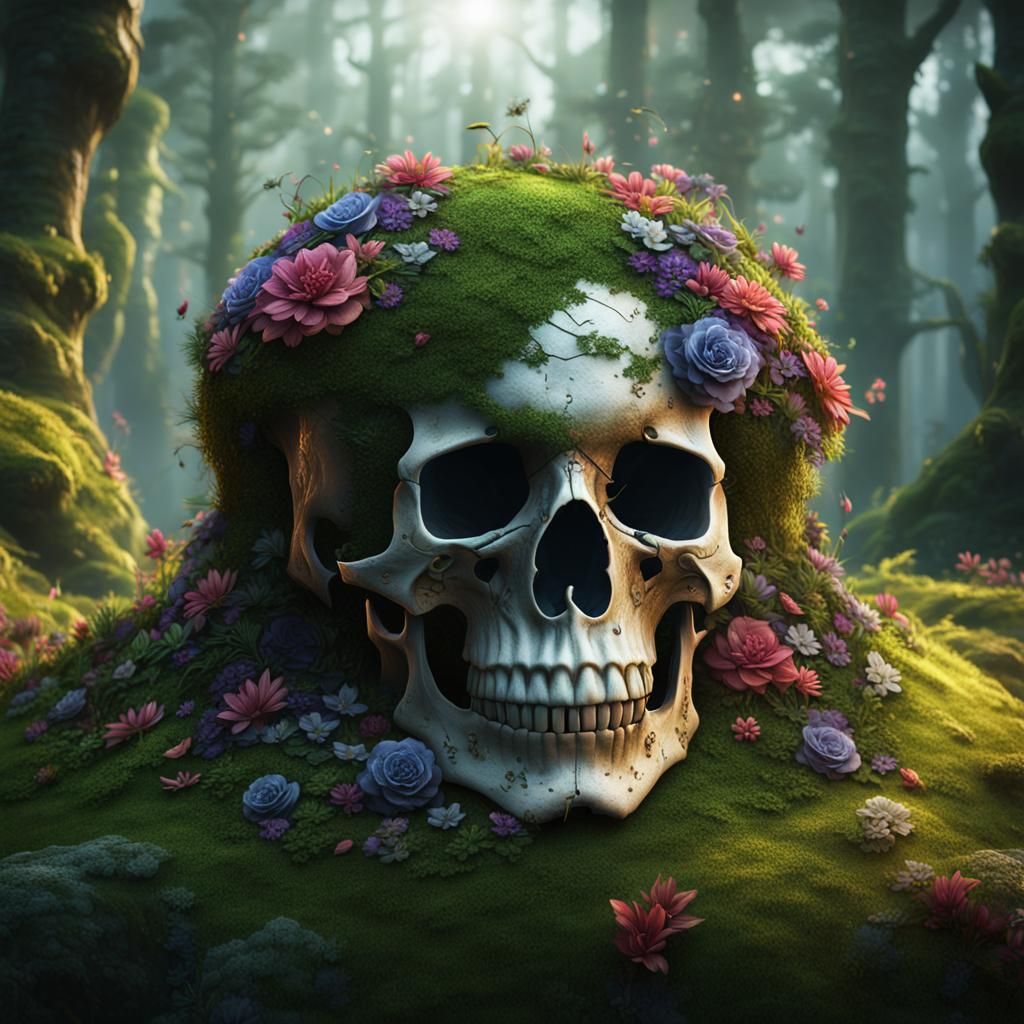Floral Skull Matte Painting in Unreal Engine