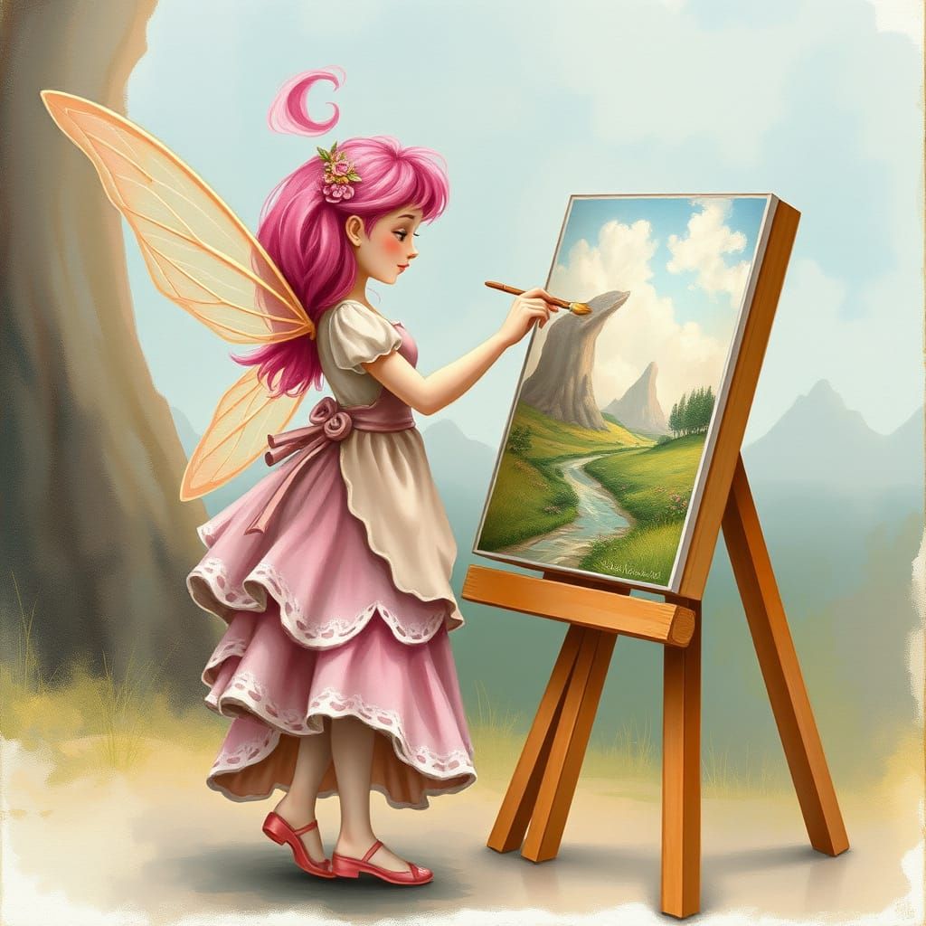 Whimsical Artist Fairy Captures Mystical Landscape in Dreaml...