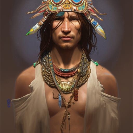 Detailed Shaman Portrait in Hyperrealistic Style