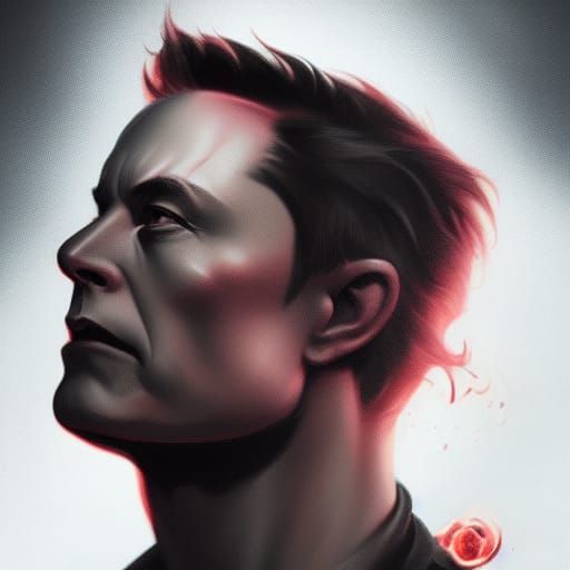 Demonic Elon Musk Portrait in Dark Art Style