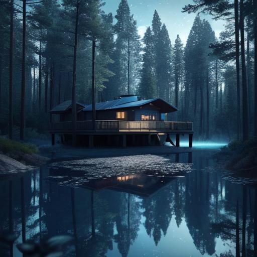 Cabin in the Woods: Sci-Fi Futuristic Rendering
