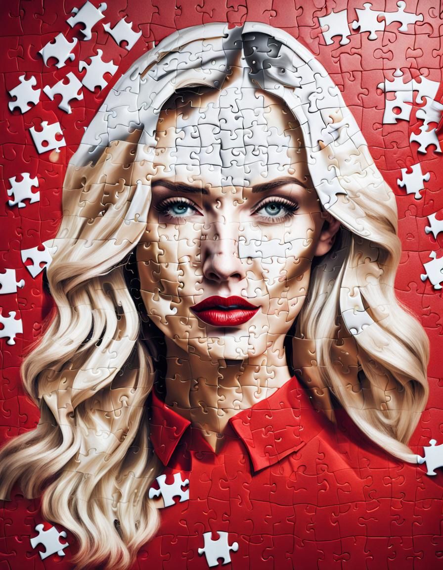 A Red Gown Enchanted by Jigsaw Beauty