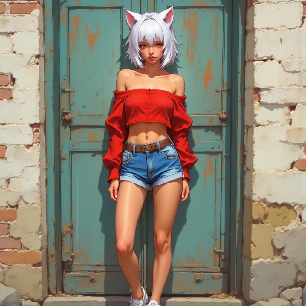 Sci-Fi Anime Woman in Urban Setting