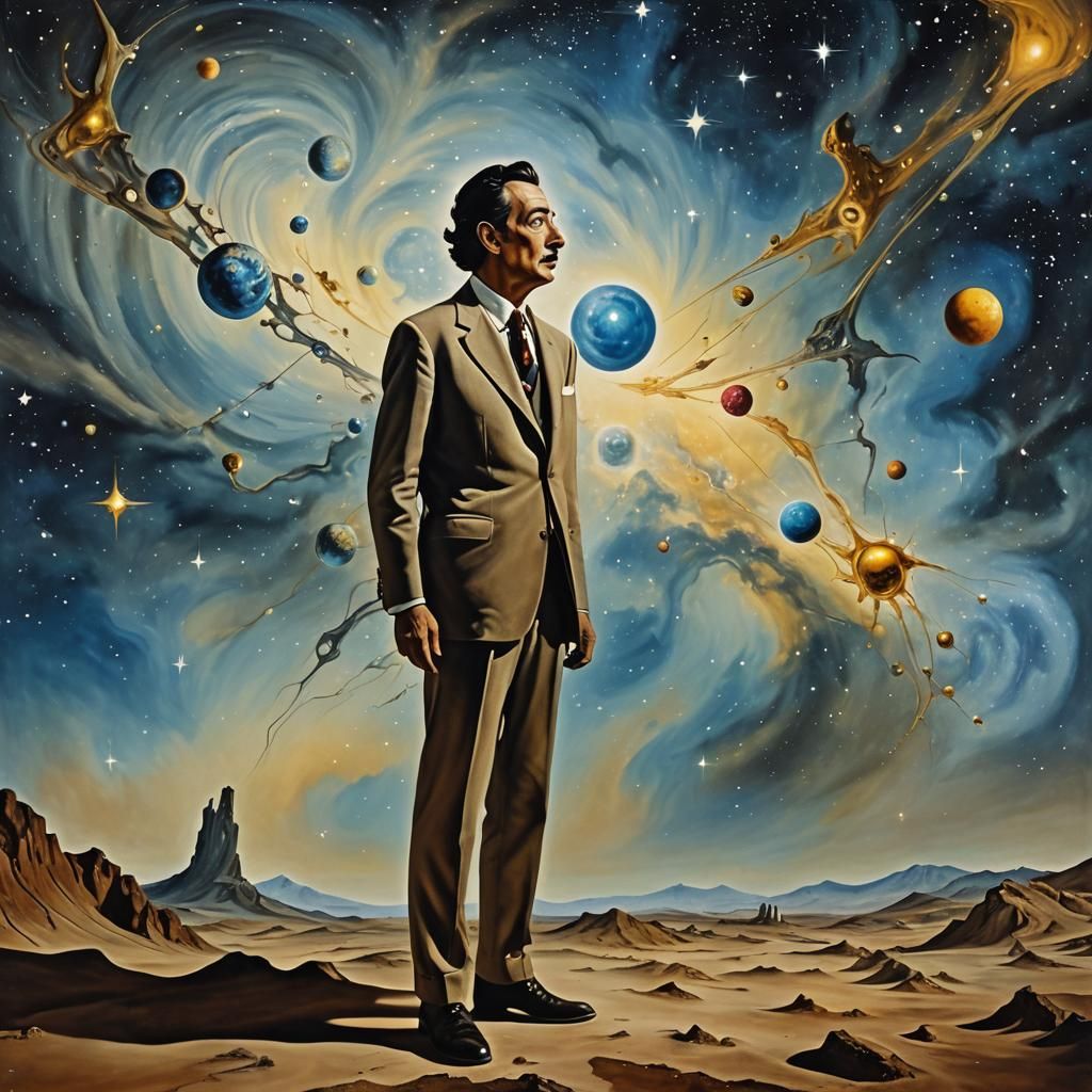 Time Explorer in Surrealist Galaxy of Art