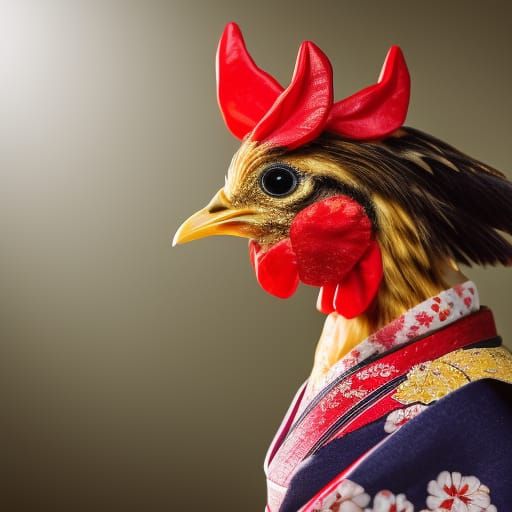 Realistic Chicken Geisha in Professional Photography