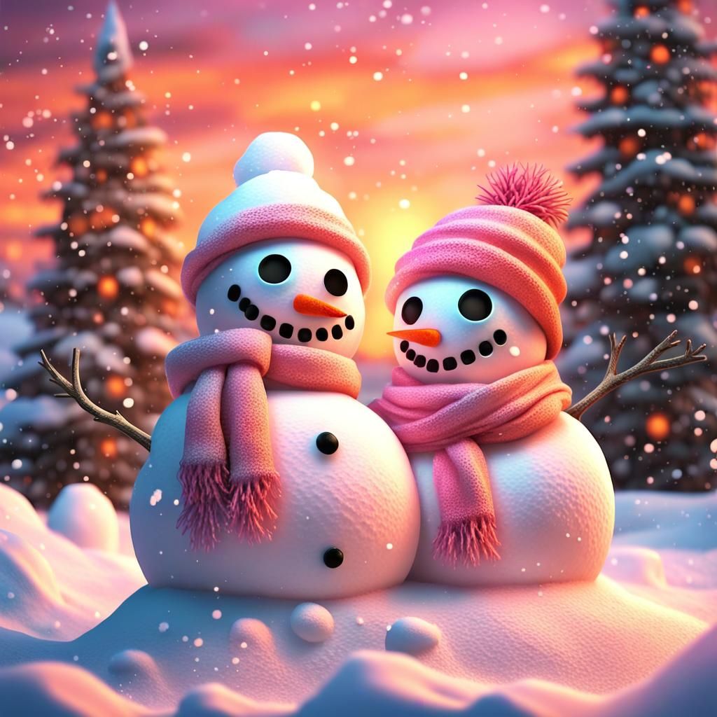 Sinister Snowman Duo in Winter Wonderland