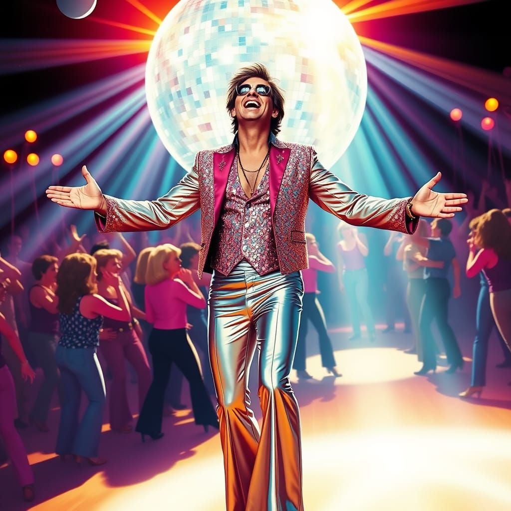 Man in Shimmering Jumpsuit Sings YMCA