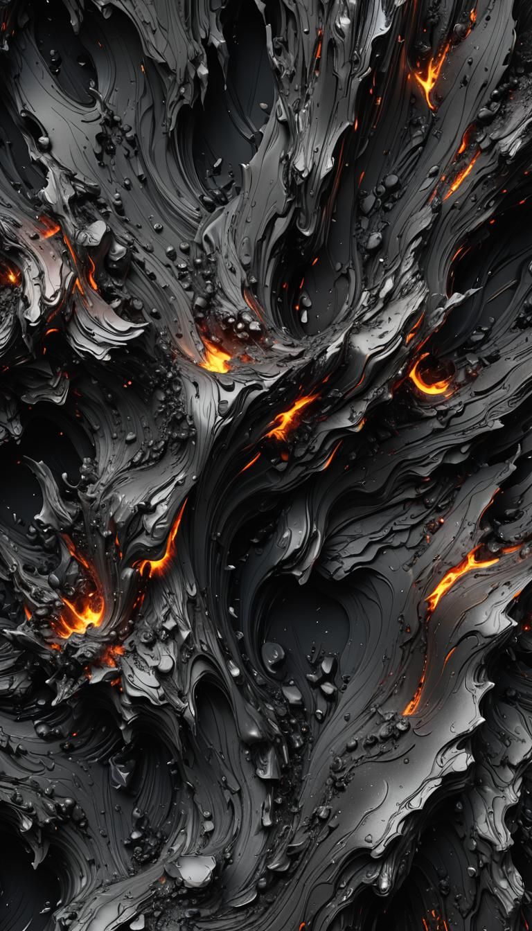 Monochrome Obsidian Flame Abstract Desktop Background