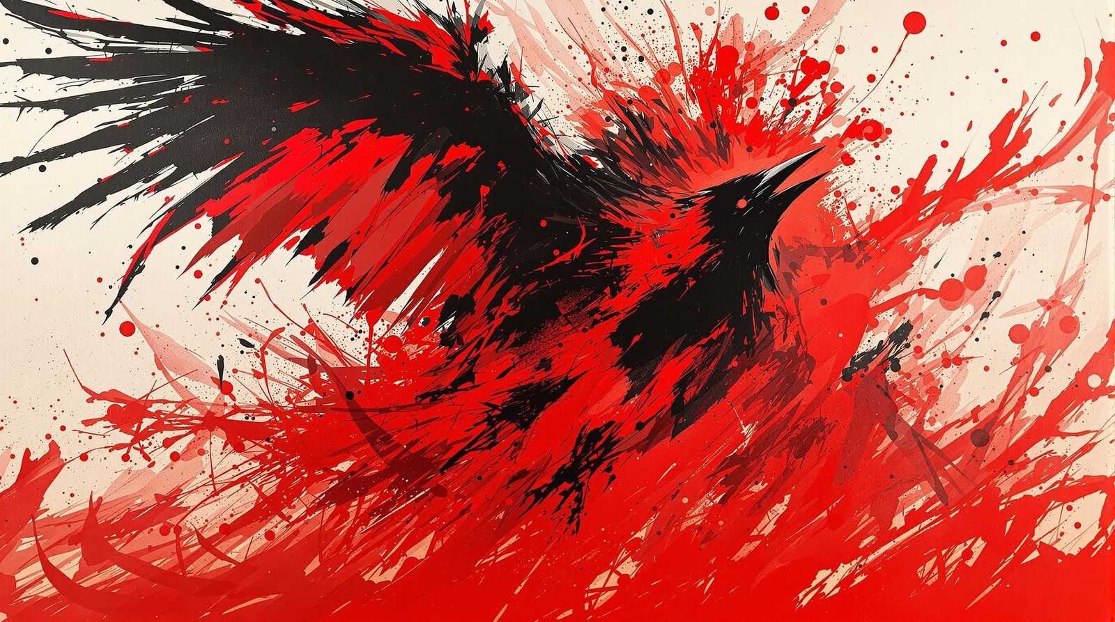 Crimson Raven in Expressionist Style