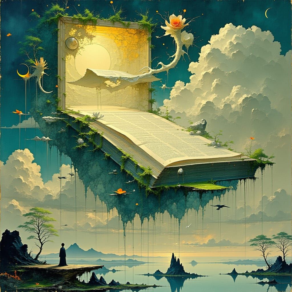 Surreal Dream of a Dead Planet in Ancient-Futuristic Style