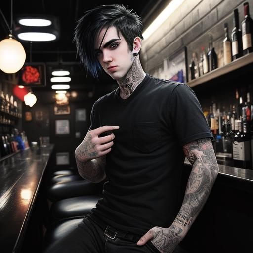 Handsome Emo Man at an Emo Bar