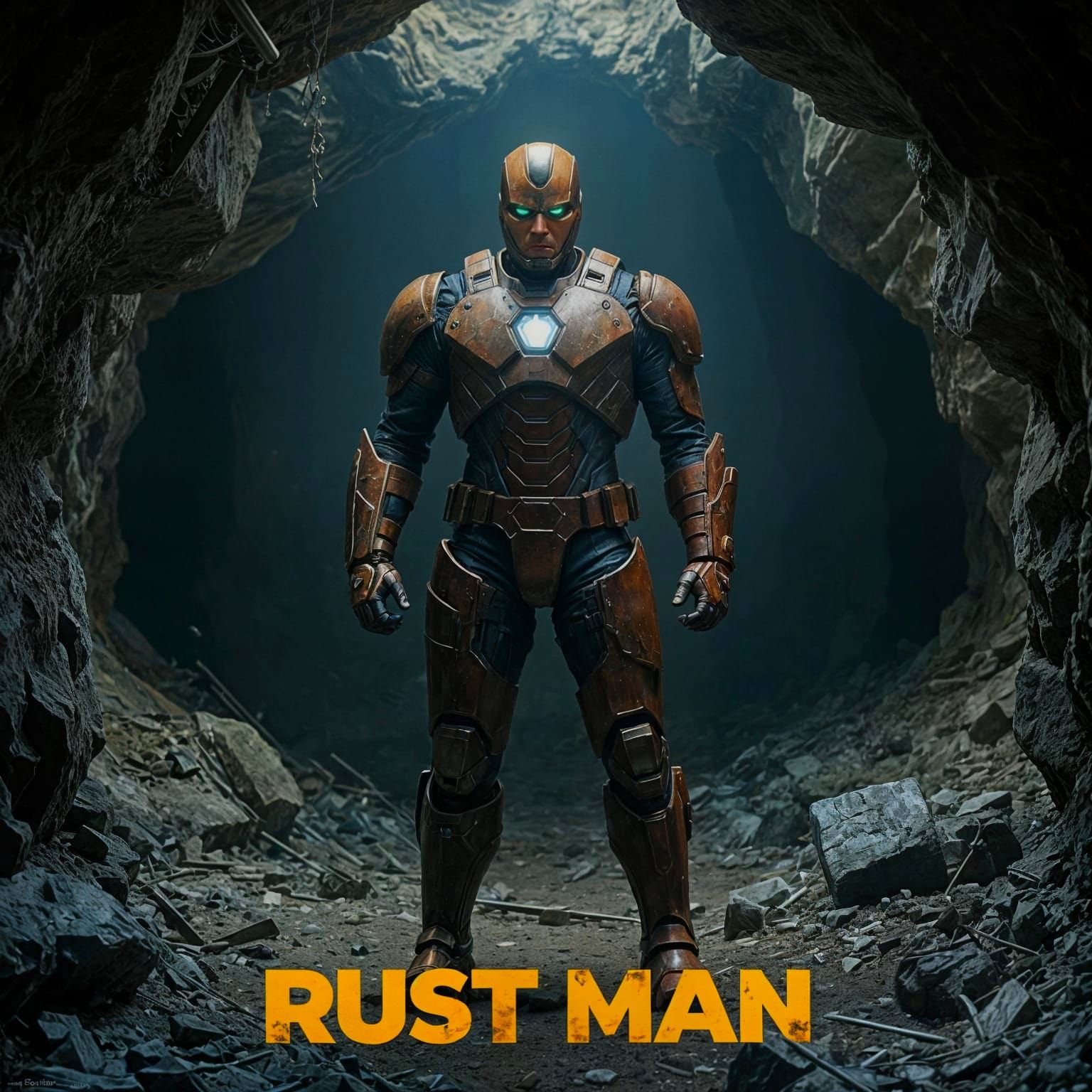 Rust Man: Armored Figure in Cave