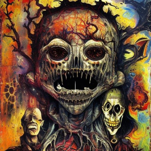 Scary Interpretation of European Values as Impasto Art