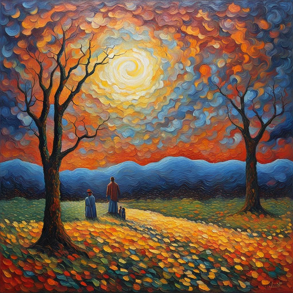 Colorful Textured Oil Painting in Impasto Style