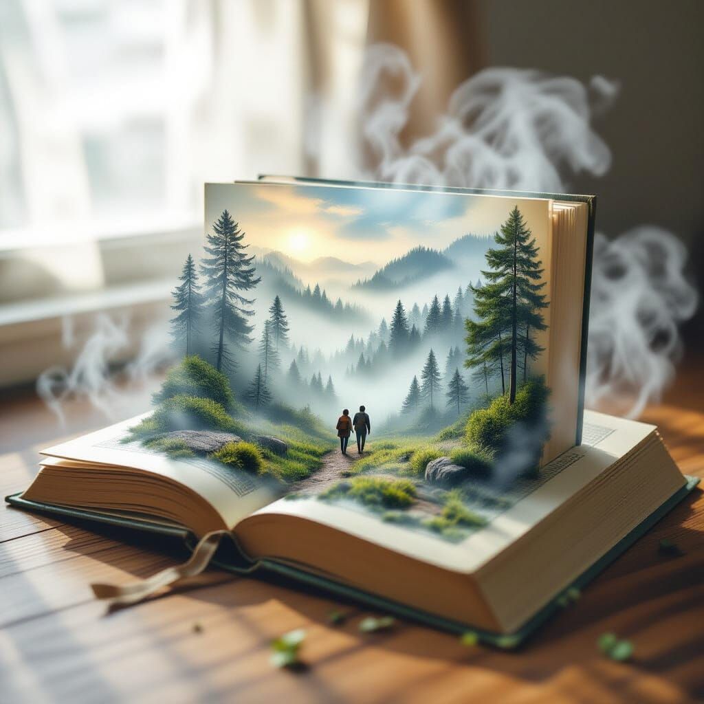 Pop-Up Book Reveals Misty Forest Landscape