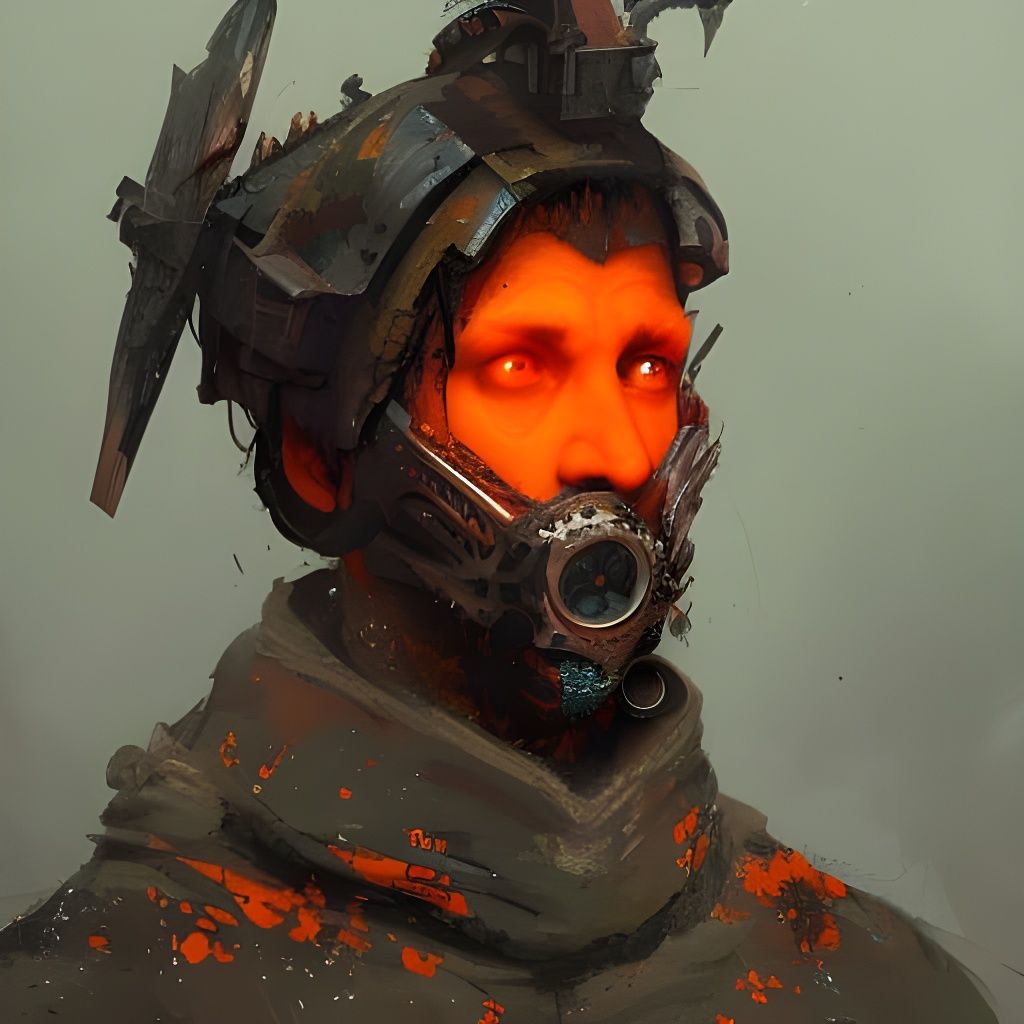 Gothic Medieval Warrior in Camo-Orange Combat Gear