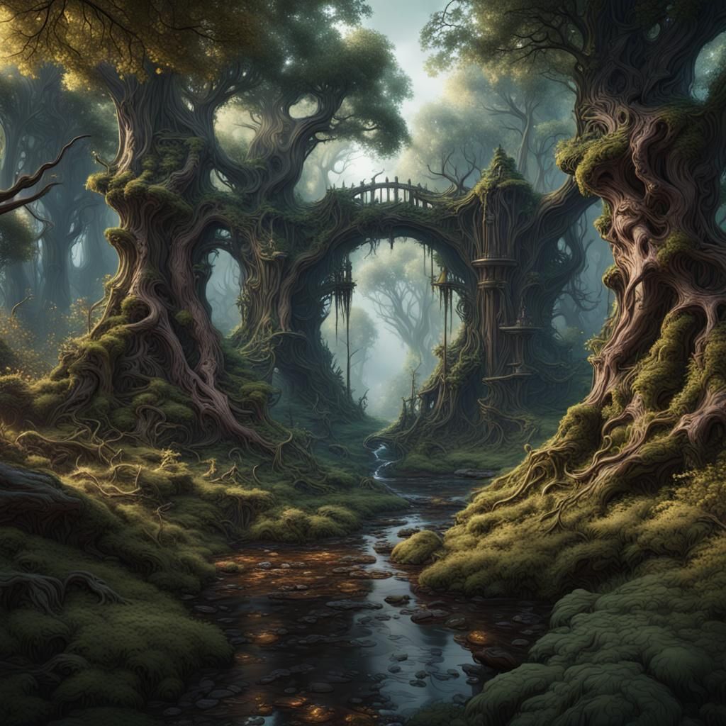 Fantastical Forest Matte Painting in Deep Color