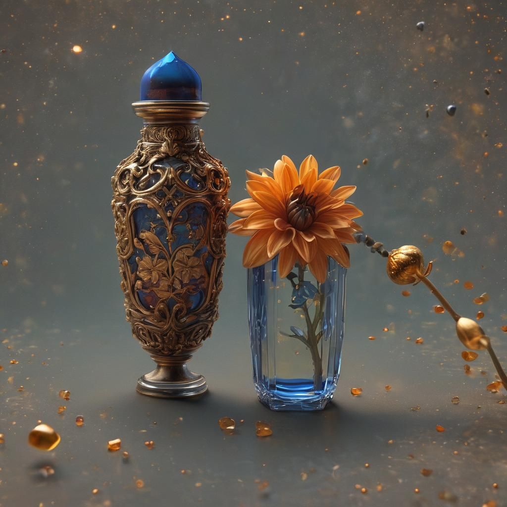 Crystal Dahlia in Glass Vial: Fantasy Concept Art