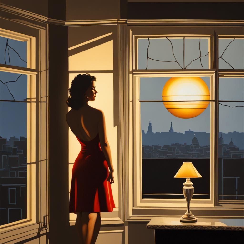 Sundown Through Cracked Glass: A Detailed Painting