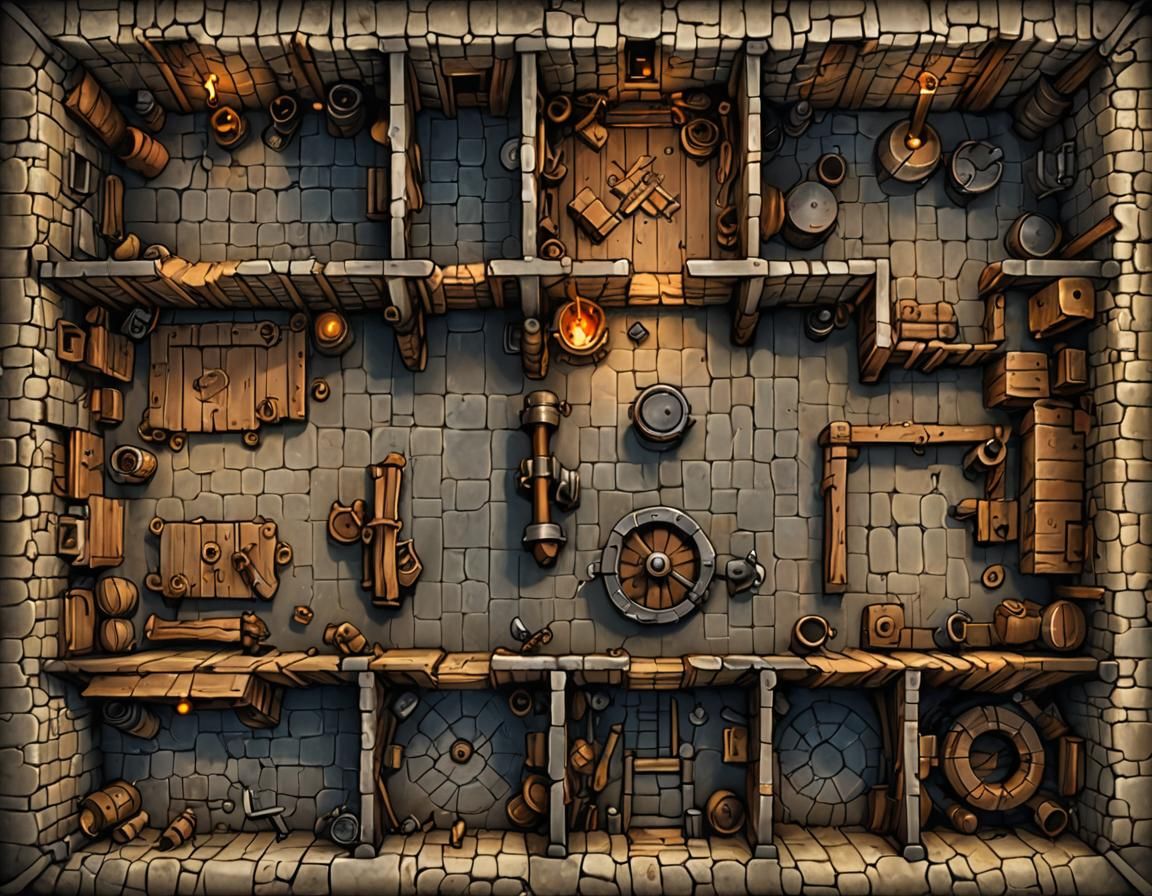 Medieval Blacksmith Shop Interior: Top-Down Map