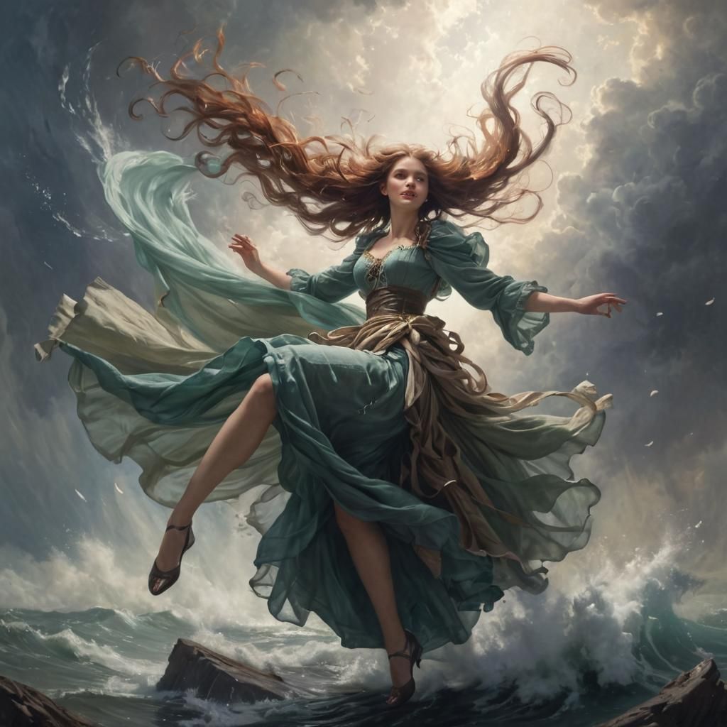 Fairy in Swirling Winds, Pin-Up Style