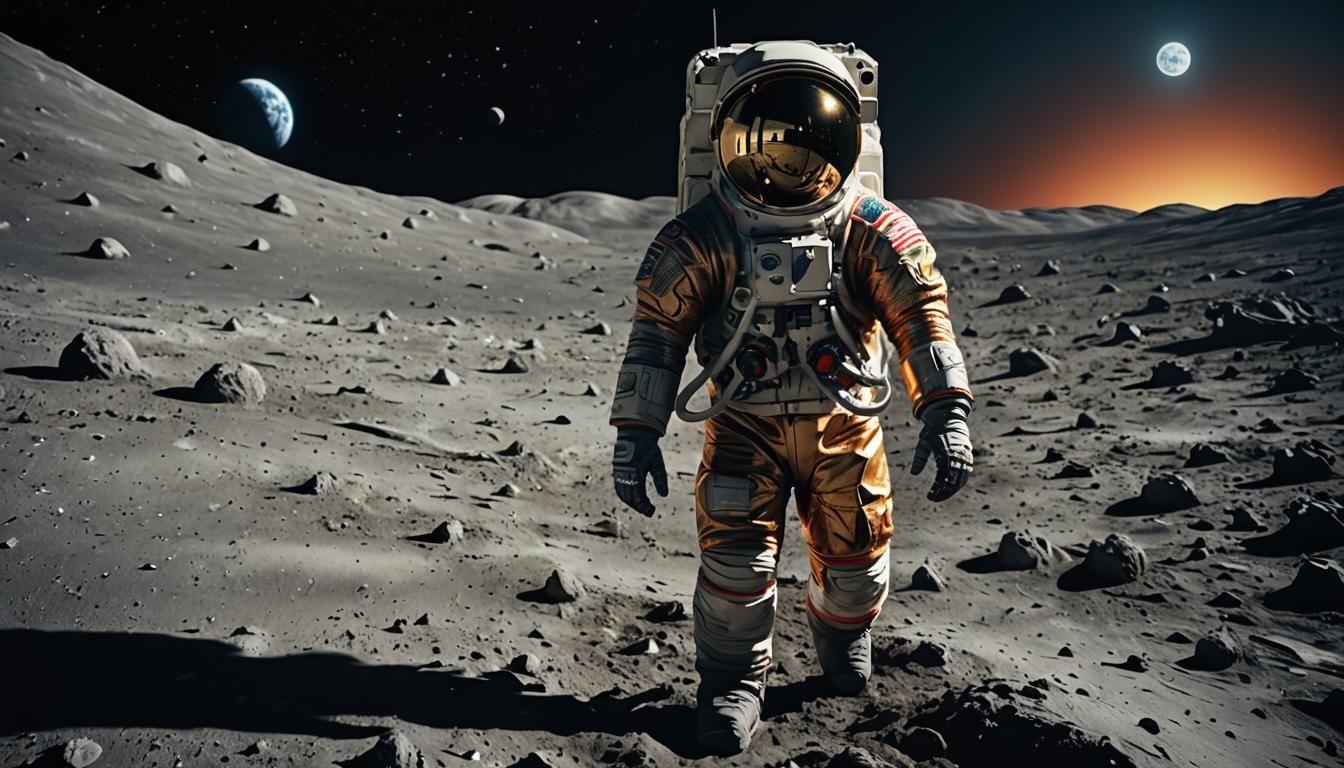 Astronaut Moonwalk in Vivid Digital Art