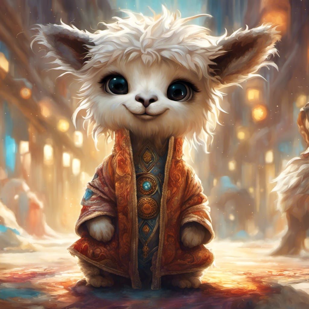 Chibi Llama in Magical Setting, Detailed 3D Render