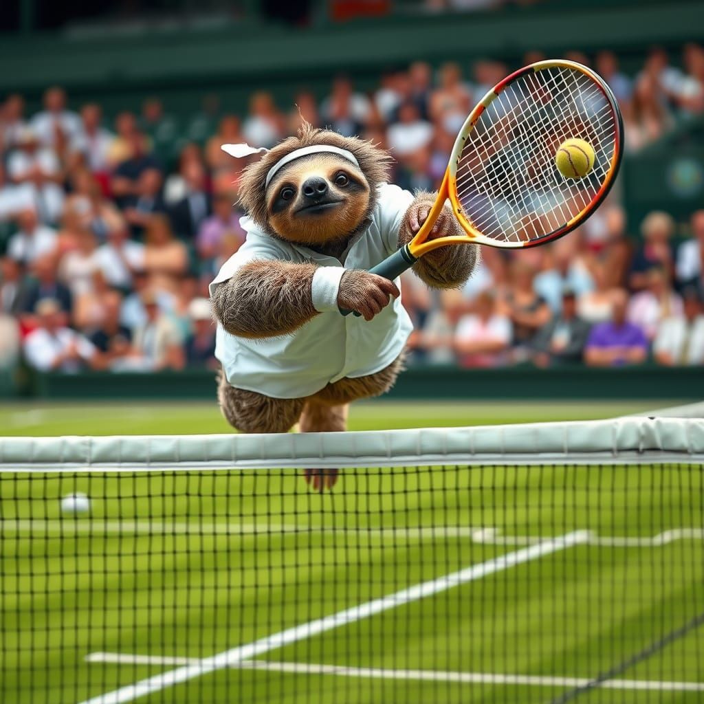 Sloth Spiking Tennis Ball at Wimbledon
