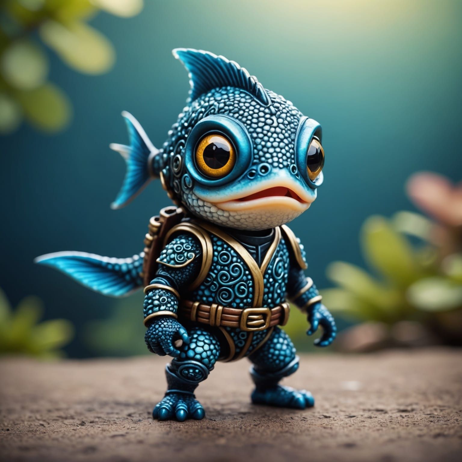 Adorable Ninja Fish with Miniature Effect