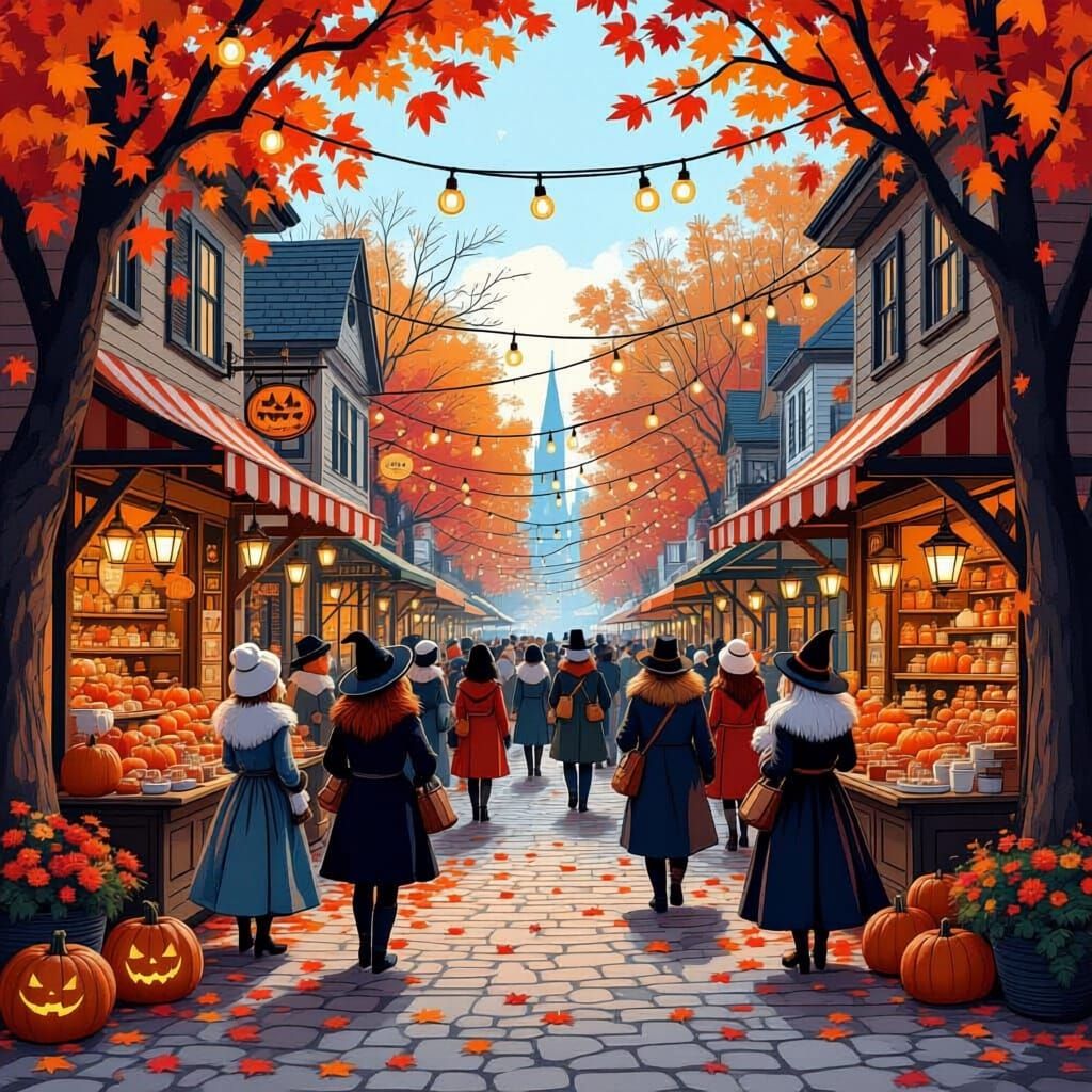 Vibrant Halloween Market Scene
