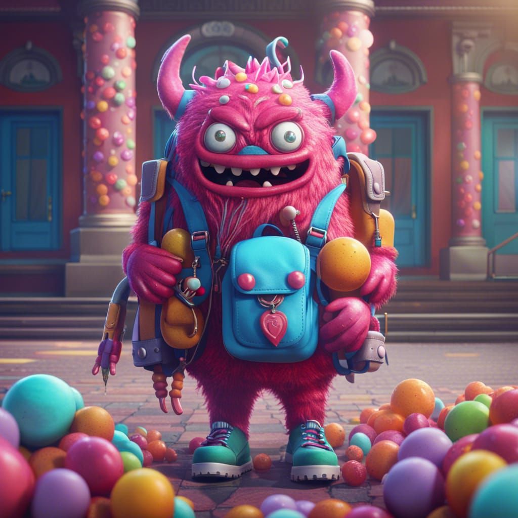 Candy monster first day at school