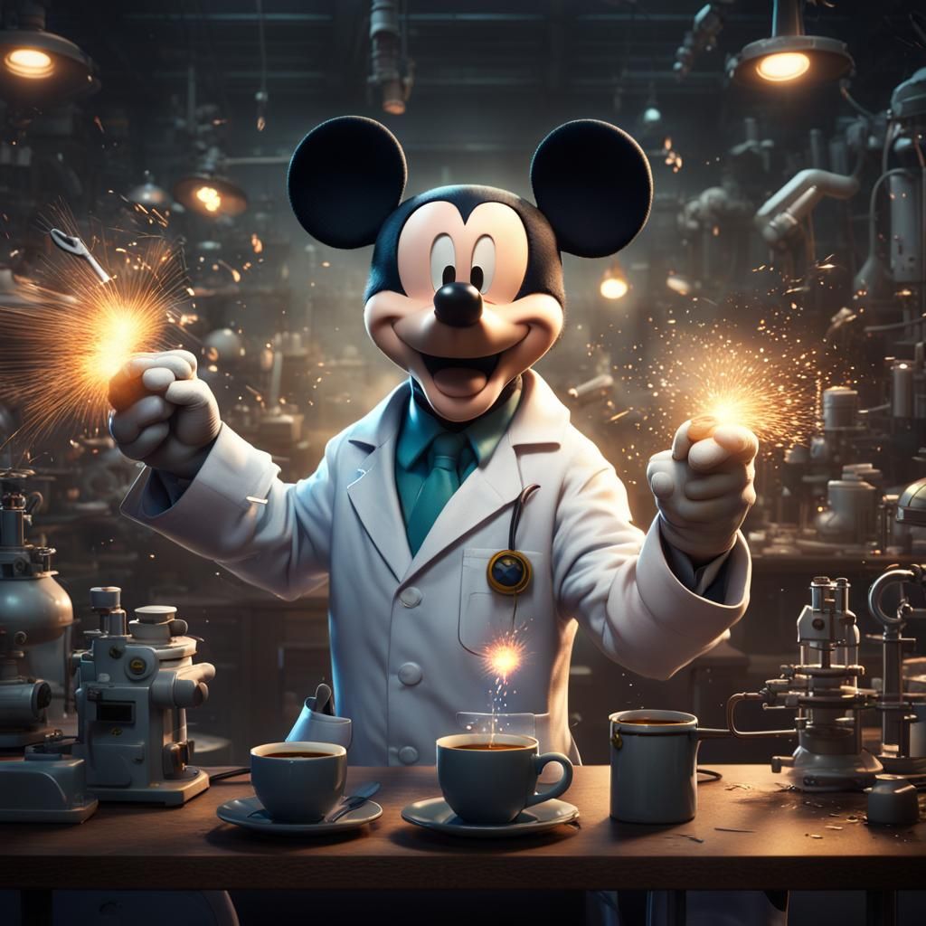 Angry Cartoon Mouse Lab Accident: Matte Painting