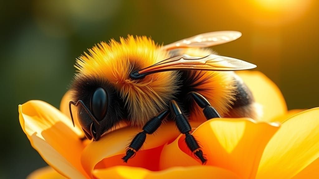 Sleepy Bumblebee in Sunlight, Storybook Illustration