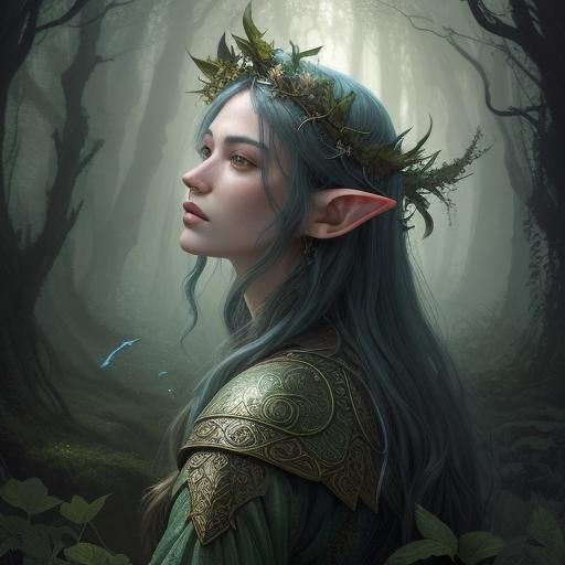 Heroic Elf in Mystical Forest Illustration