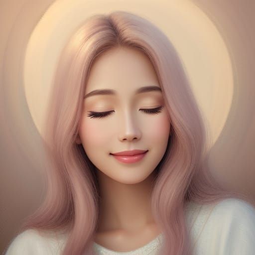 Glowing Woman Portrait in Warm Oil Painting Style