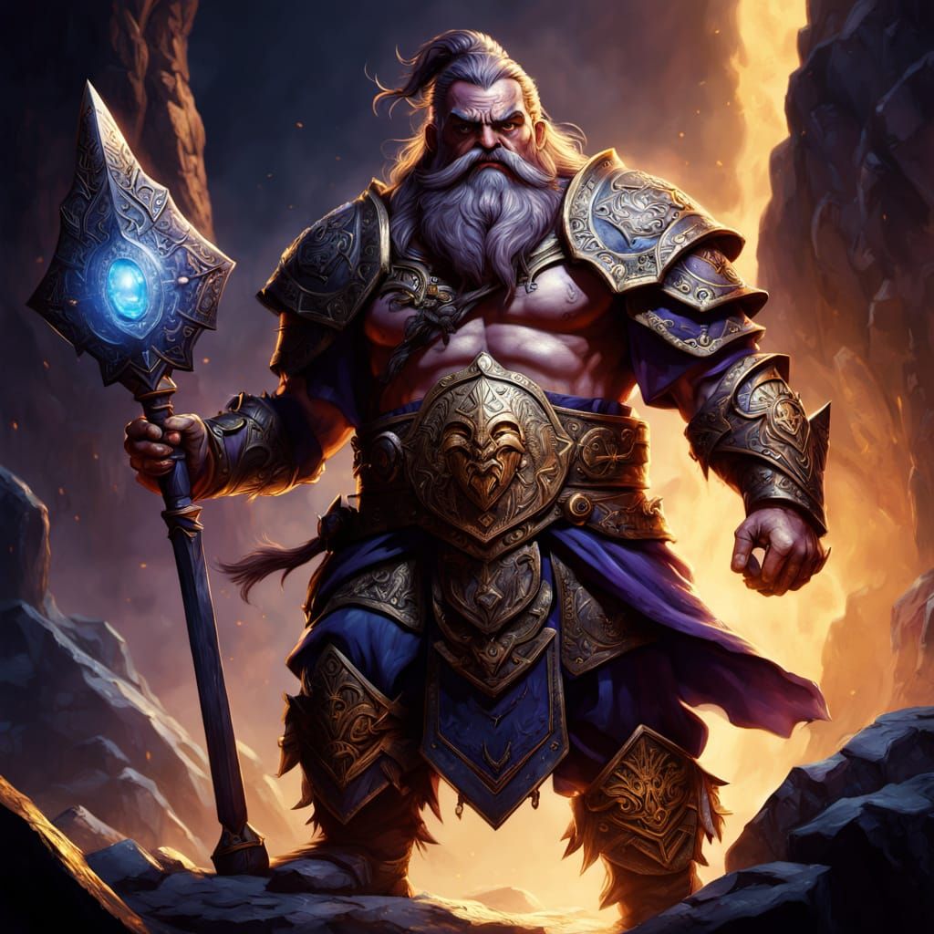 Dwarven Warrior with Agate Scepter in Fantasy Art