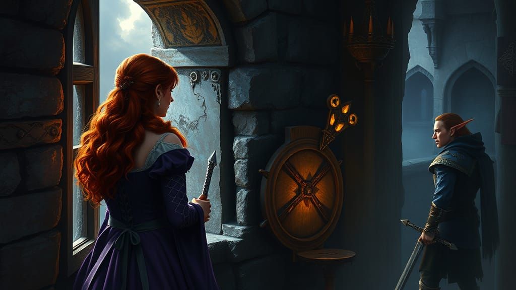 Dark Fantasy Castle Scene with Loyal Human Wife and Envious ...