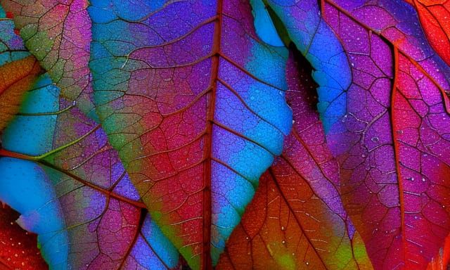 Detailed Autumn Leaf Reflecting Night Sky in Splash Art Styl...