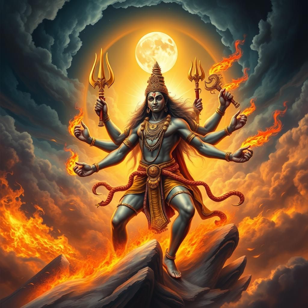 Wrathful Shiva: Cosmic Storm of Divine Weapons