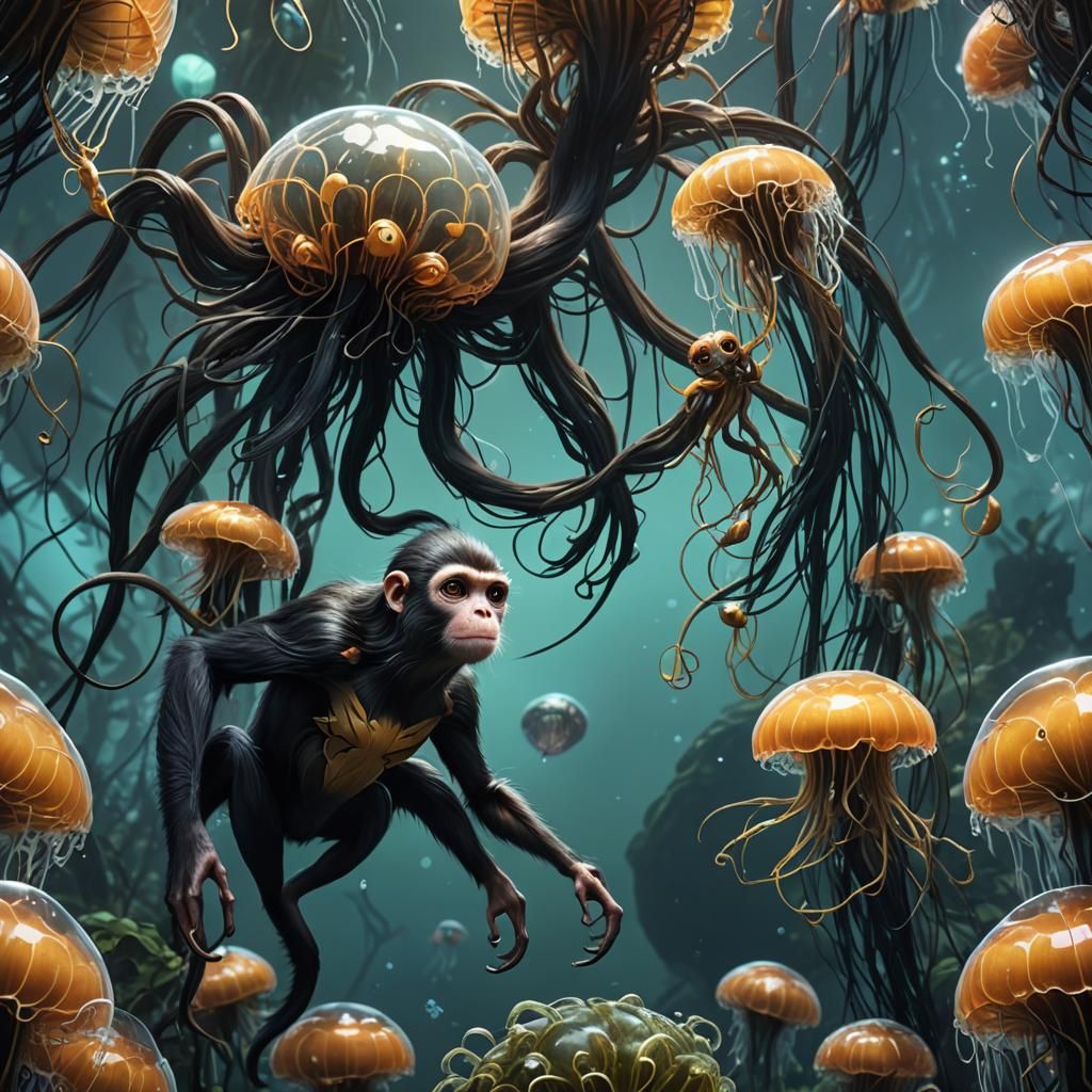 Spidermonkey and Jellyfish Hybrid Concept Art